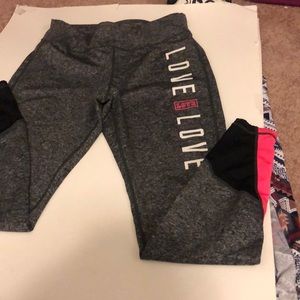 Pink black and grey workout pants